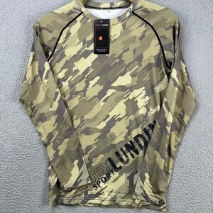 Cody Lundin Shirt Athletic Men XL Green Camo Long Sleeve Compression Workout NEW